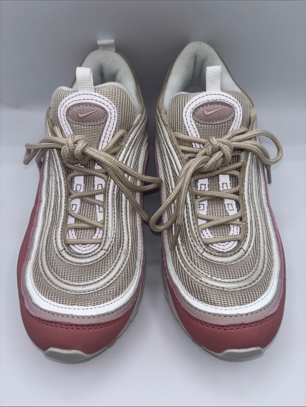 Nike Women’s Beige Rose Pink Streamlined Sneakers